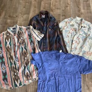 Vintage Lot of 4 Shirts Men Large Button Up Western Made in USA READ